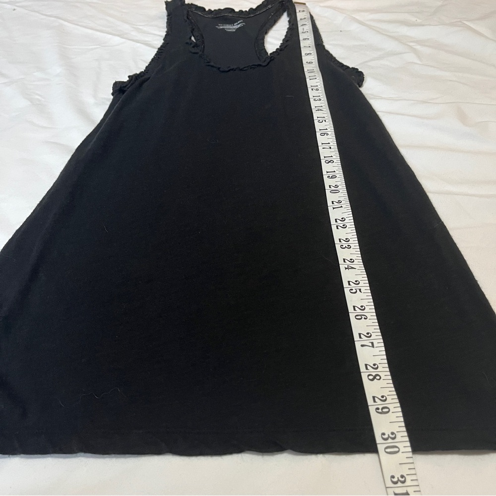 Victoria’s Secret Black Ruffle Lettuce Trim Burnout Long Tunic Tank Top M Lounge - Picture 10 of 11